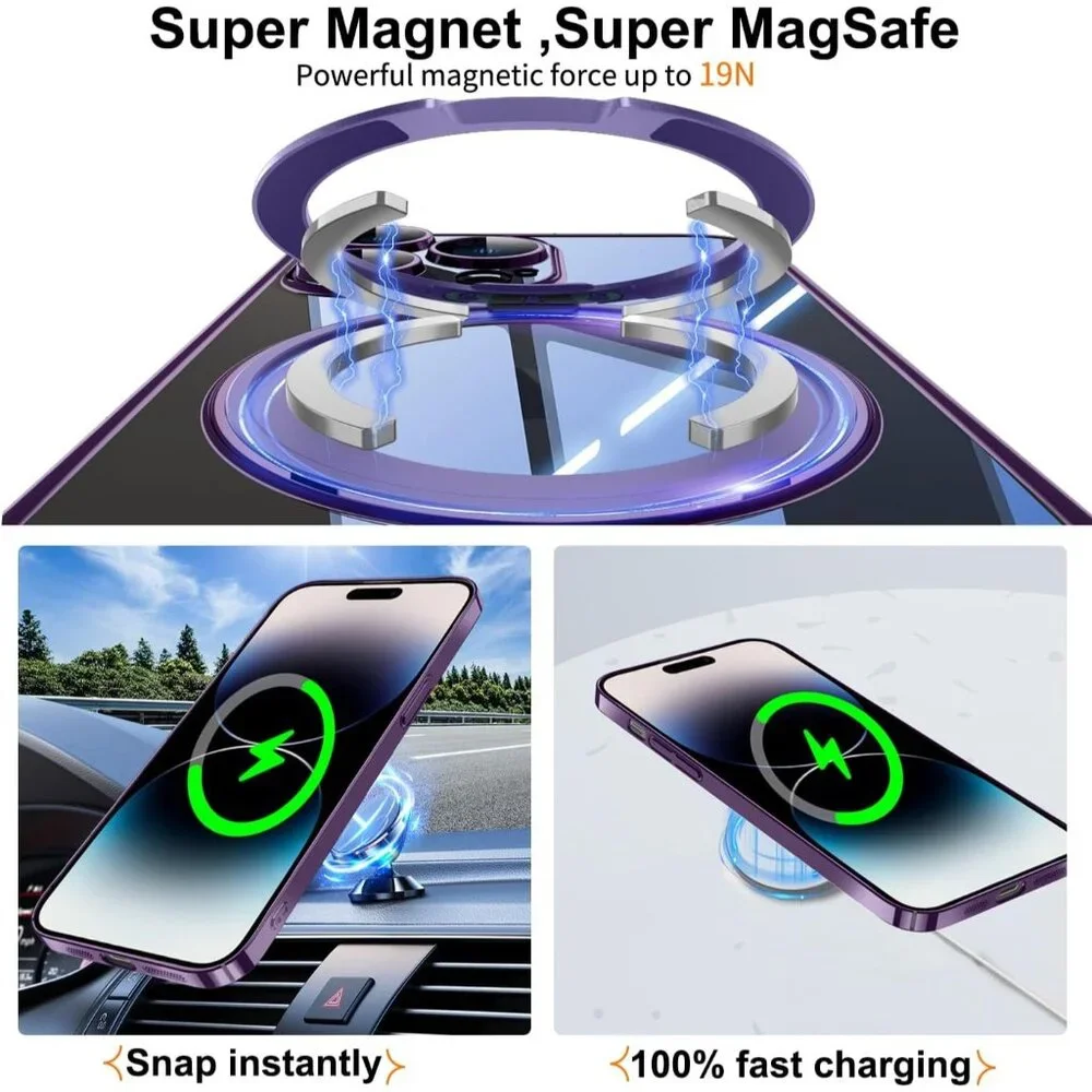360° Rotatable Magnetic Ring for iPhone 13 Case Clear Lens Protection
